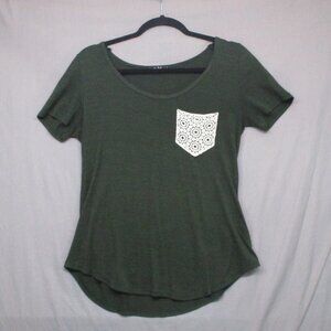 Papaya Short Sleeve Shirt Green‎ Lace Pocket Green Women Size | M
